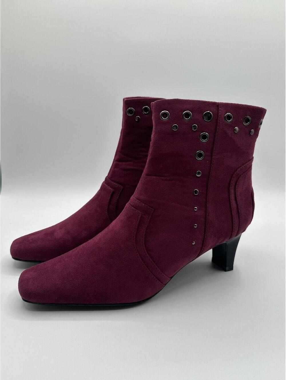 Carolyn Strauss Suede Ankle Bootie Purple Studded NIB SIZE 8